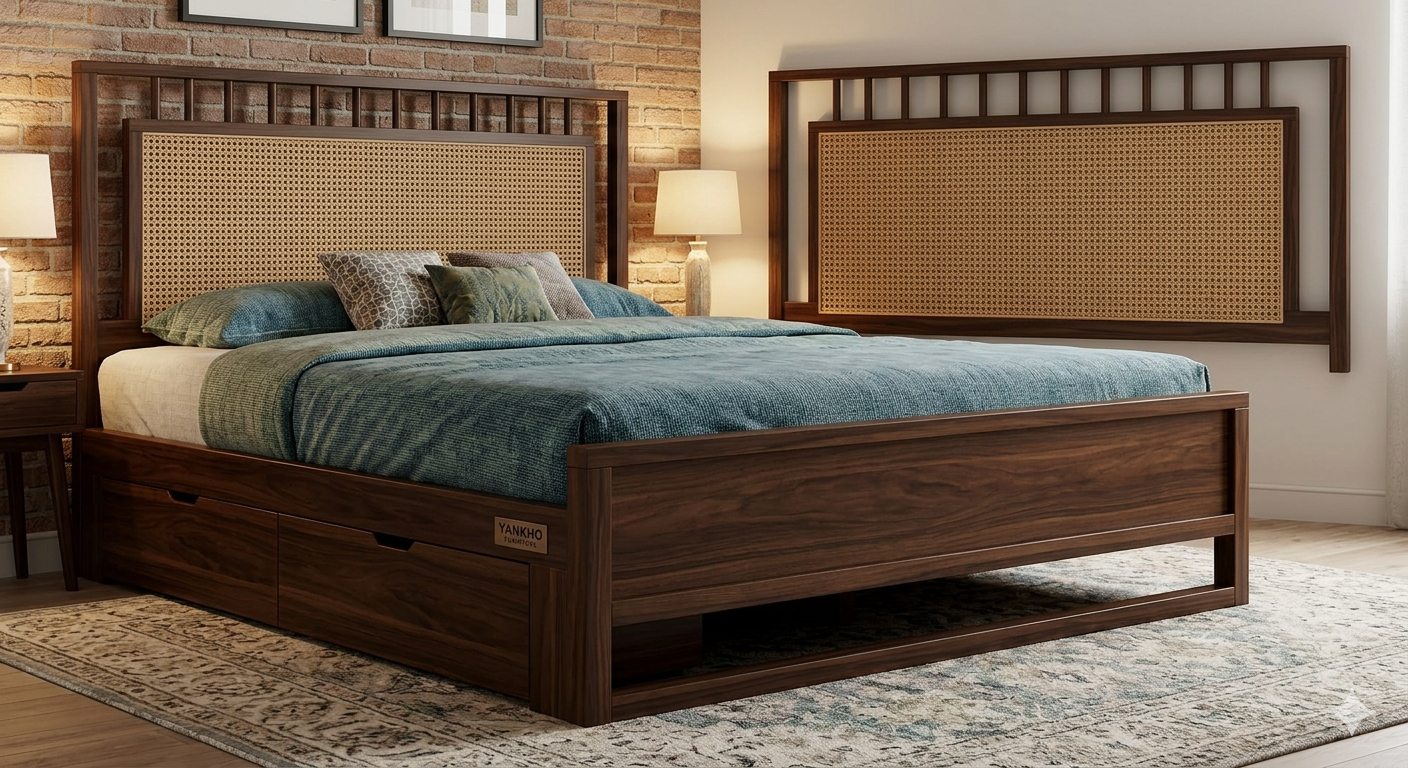 CLASSIC RATTAN CANE STORAGE BED