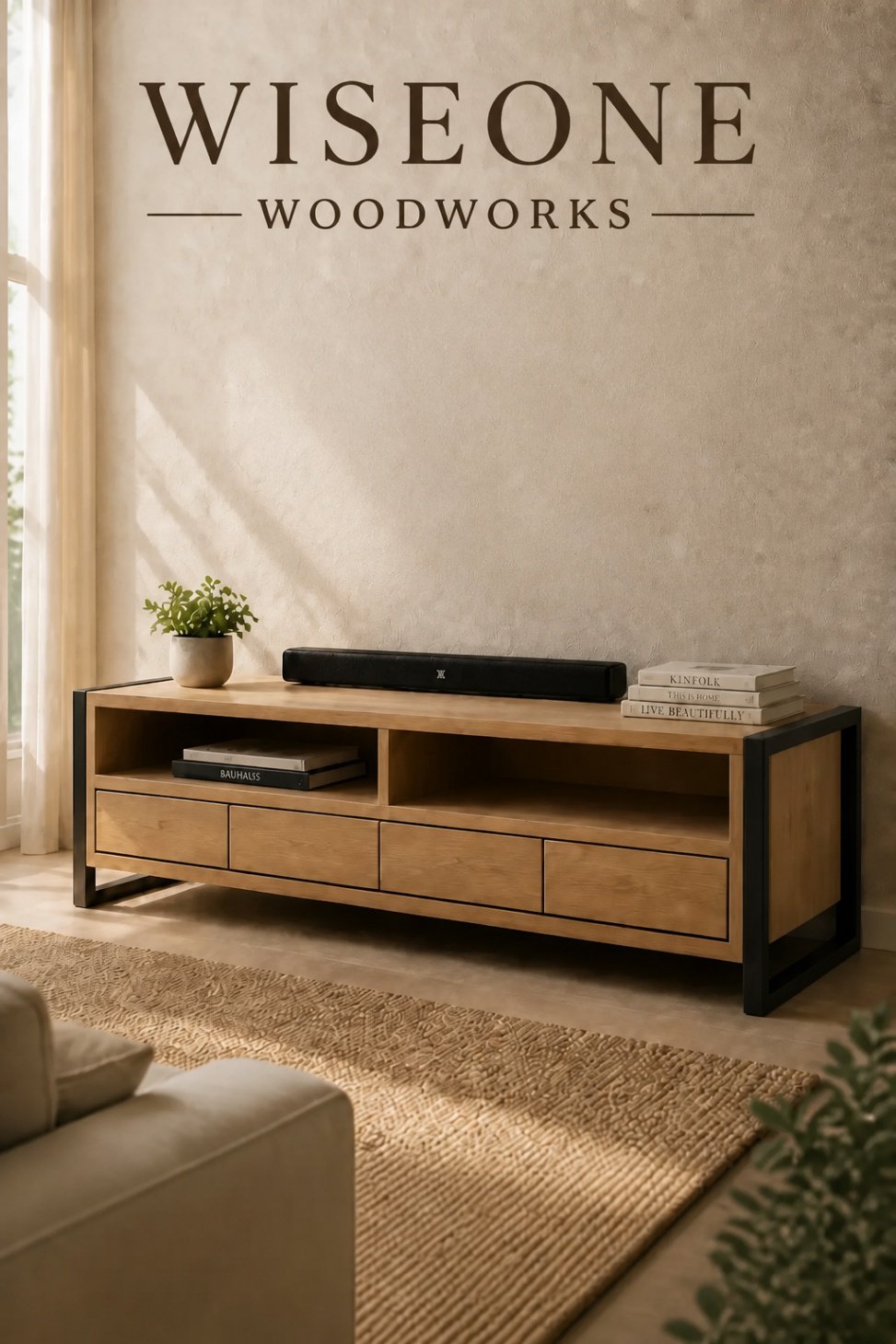 Warm Minimalist Industrial Media Lounge